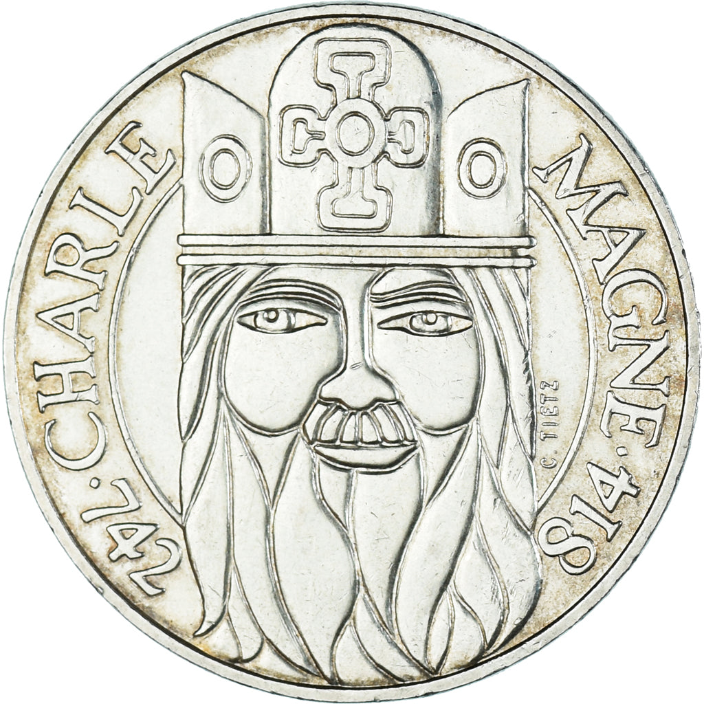 Münze, Frankreich, Charlemagne, 100 Francs, 1990, Paris, VZ+, Silber, KM:982