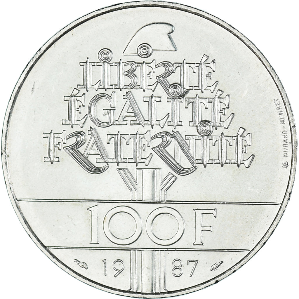 Munten, Frankrijk, Lafayette, 100 Francs, 1987, Paris, PR+, Zilver, KM:962