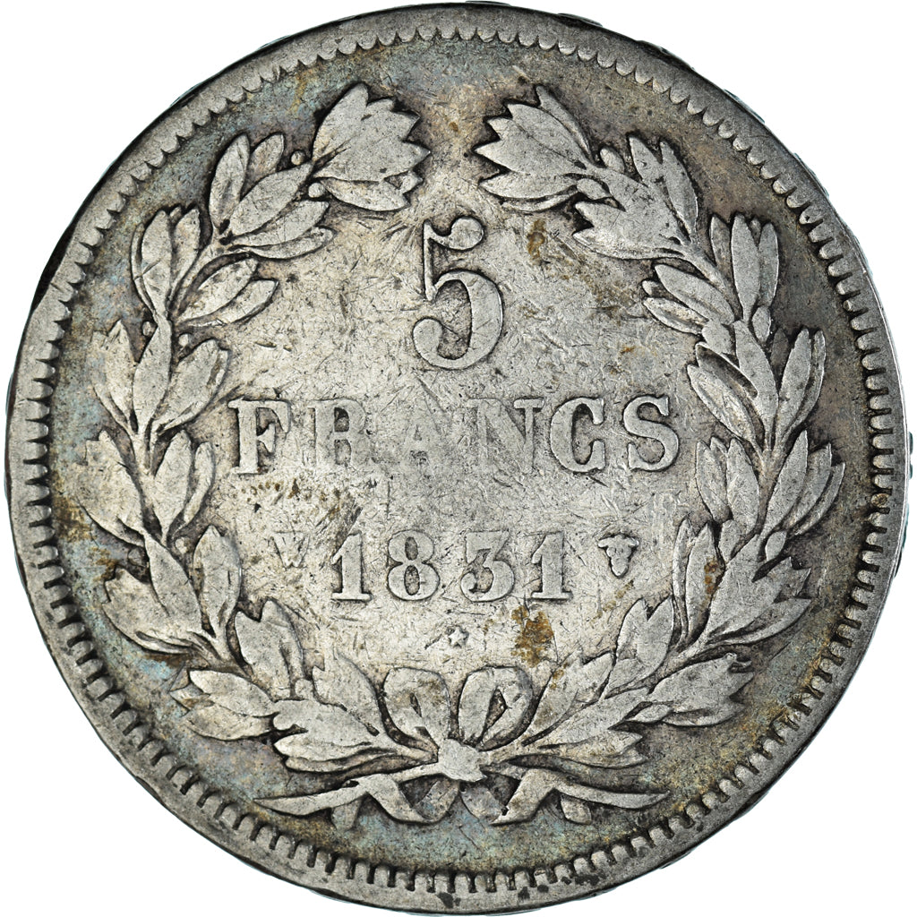 Moneta, Francia, Louis-Philippe, 5 Francs, 1831, Lille, MB+, Argento, KM:745.13