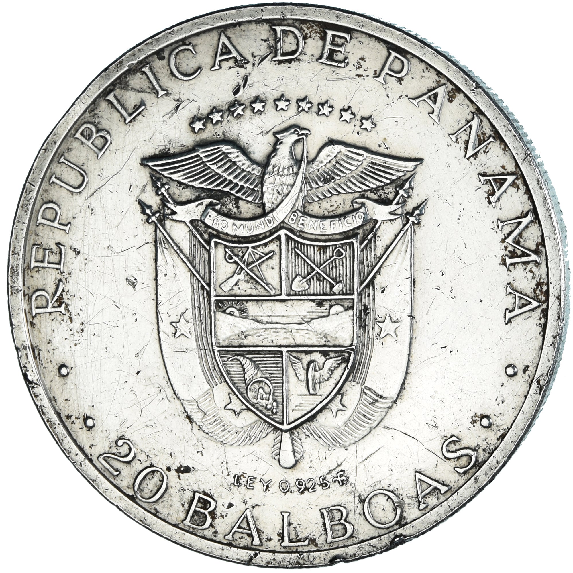 Coin, Panama, 20 Balboas, 1973, U.S. Mint, EF(40-45), Silver, KM:31