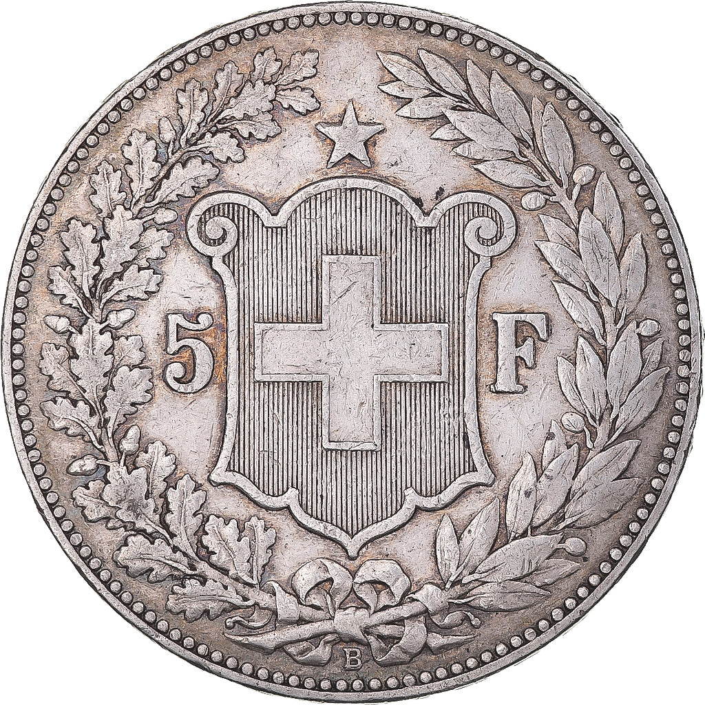 Munten, Zwitserland, 5 Francs, 1889, Bern, ZF, Zilver, KM:34