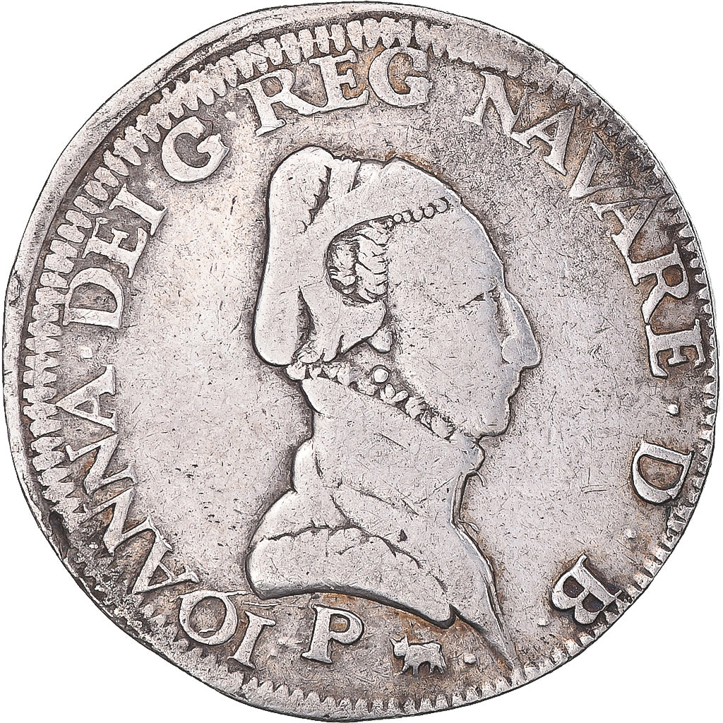 Coin, France, Jeanne d'Albret, Teston, 1566, Pau, EF(40-45), Silver, Boudeau:594