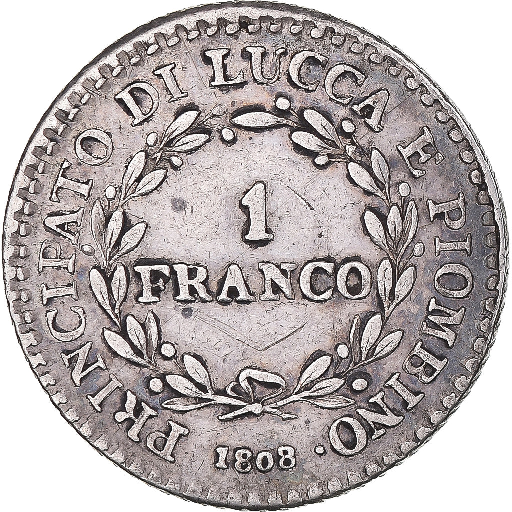 Coin, ITALIAN STATES, LUCCA, Felix and Elisa, Franco, 1808, Firenze, AU(50-53)