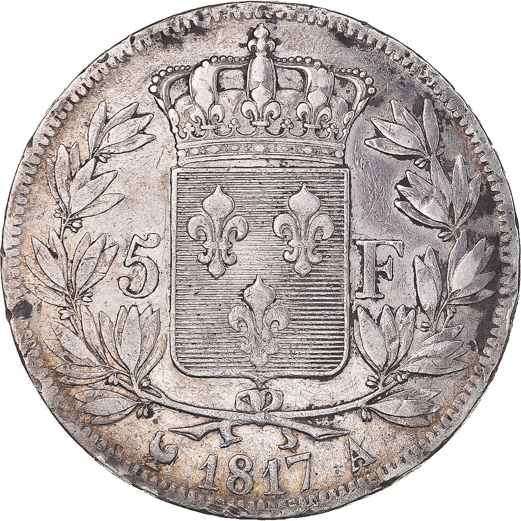 Moeda, França, Louis XVIII, Louis XVIII, 5 Francs, 1817, Paris, EF(40-45)