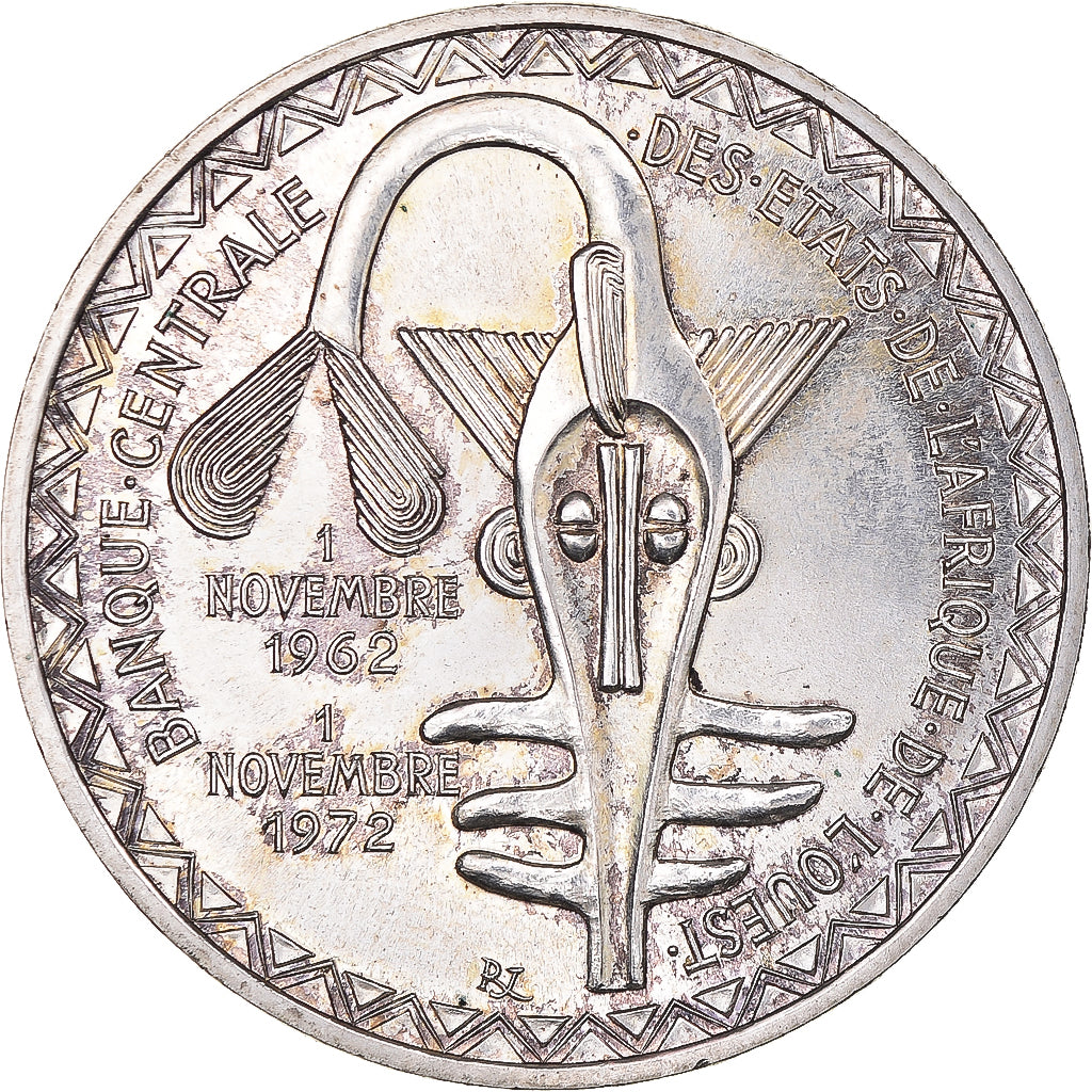Coin, West African States, 500 Francs, 1972, AU(55-58), Silver, KM:7