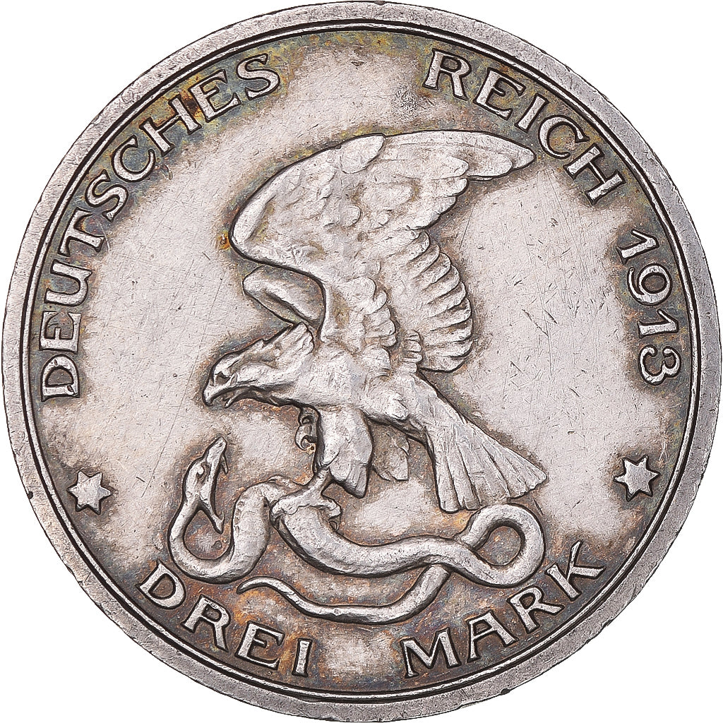 Coin, GERMANY - EMPIRE, Wilhelm II, 3 Mark, 1913, Berlin, EF(40-45), Silver