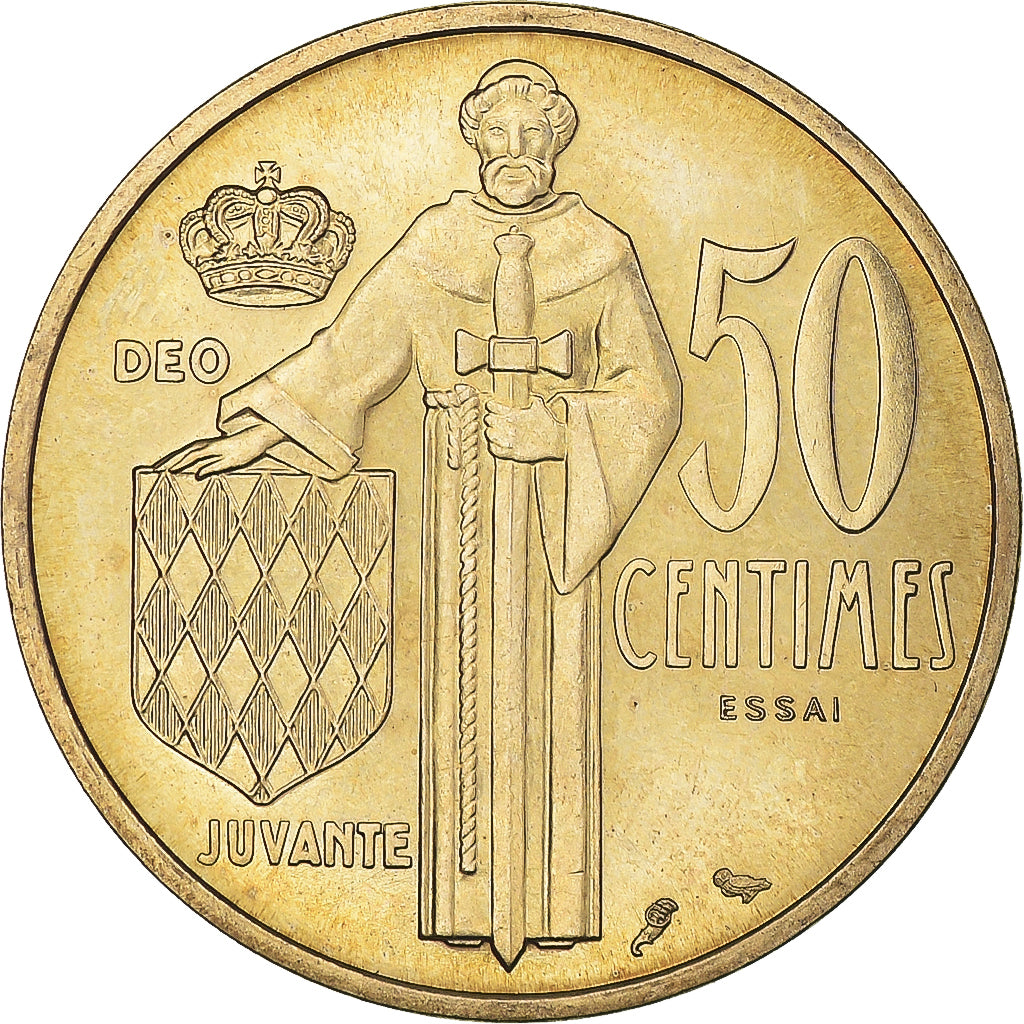 Moneta, Monaco, Rainier III, 50 Centimes, 1962, PRÓBA, MS(60-62), Brązal