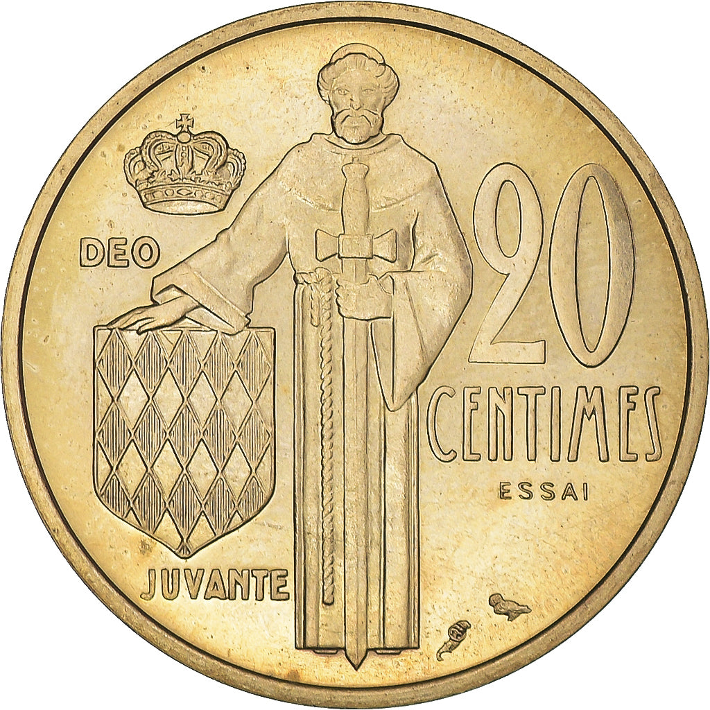 Moeda, Mónaco, Rainier III, 20 Centimes, 1962, ENSAIO, MS(60-62)