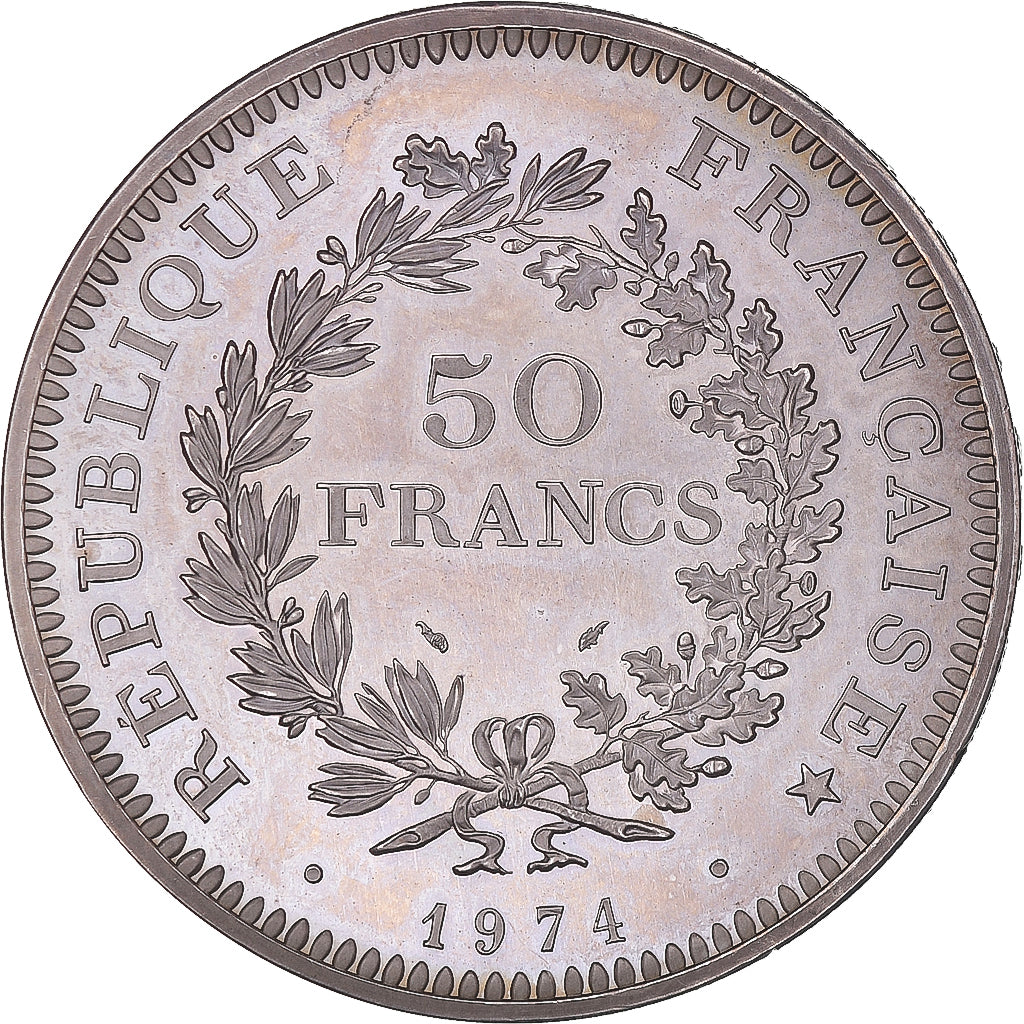 Moneta, Francia, Hercule, 50 Francs, 1974, Pessac, Piéfort, SPL, Argento