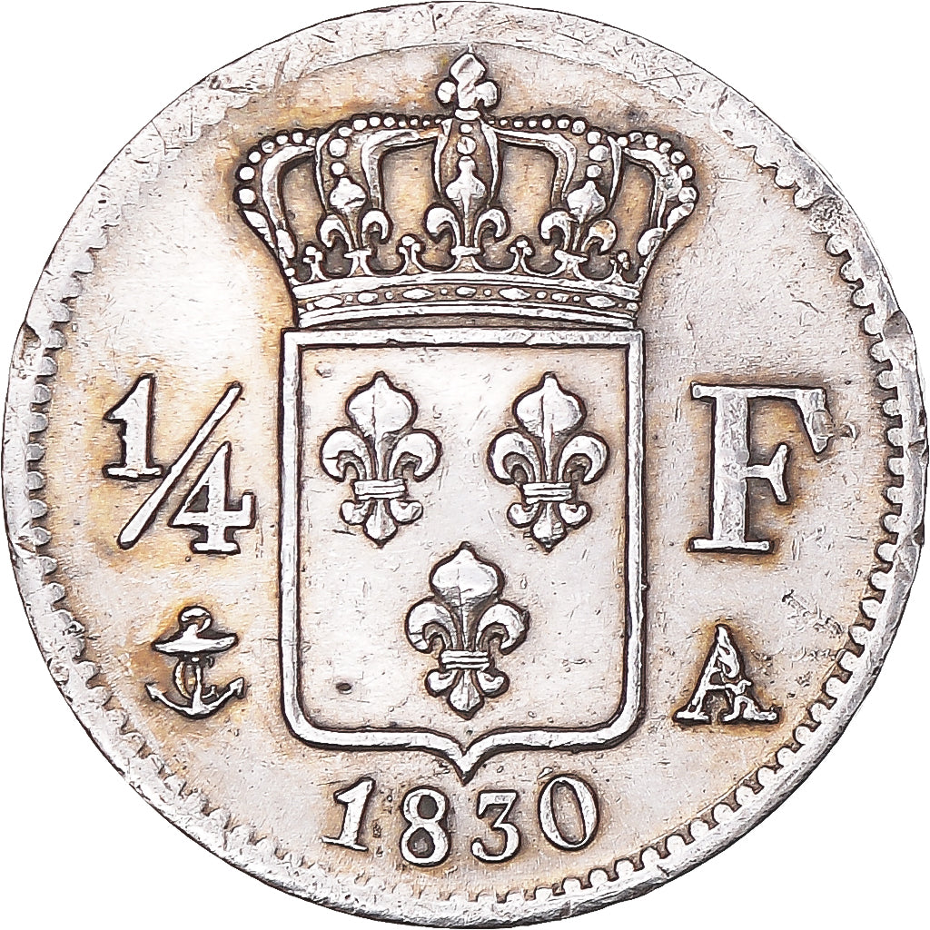 Münze, Frankreich, Charles X, 1/4 Franc, 1830, Paris, SS+, Silber, KM:722.1