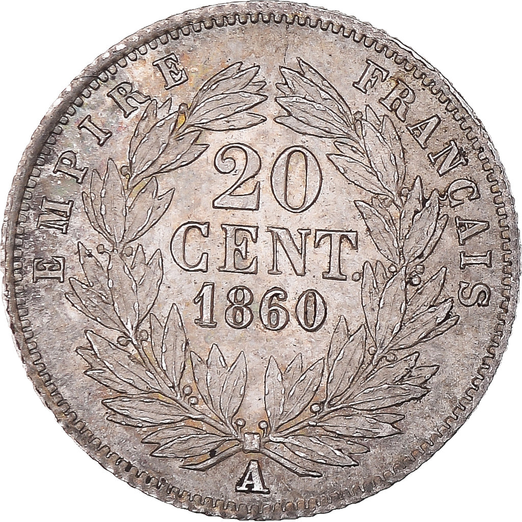 Monnaie, France, Napoleon III, 20 Centimes, 1860, Paris, SUP, Argent