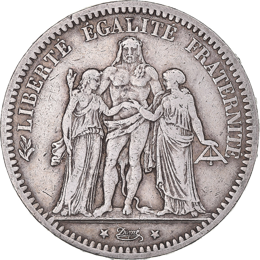 Moneta, Francia, Hercule, 5 Francs, 1872, Paris, BB, Argento, KM:820.1