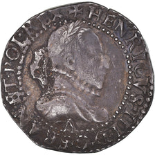 Coin, France, Henri III, 1/2 Franc au col plat, 1587, Paris, EF(40-45), Silver