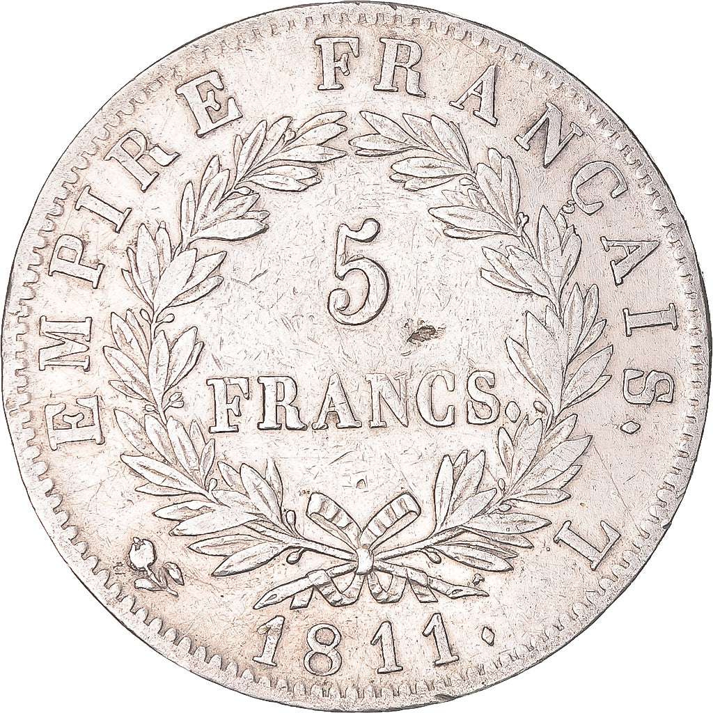 Coin, France, Napoléon I, 5 Francs, 1811, Bayonne, VF(30-35), Silver, KM:694.9