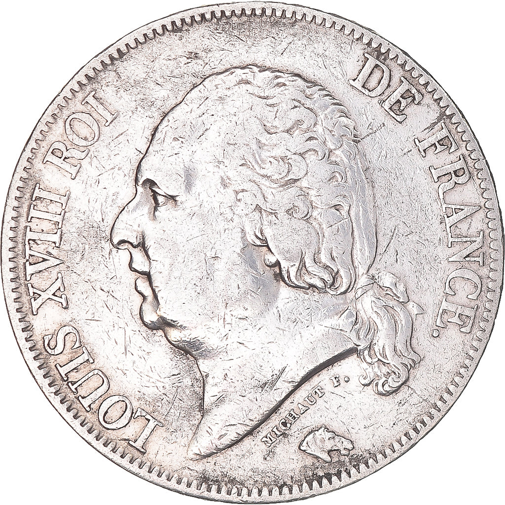 Coin, France, Louis XVIII, 5 Francs, 1823, Paris, VF(30-35), Silver, KM:711.1