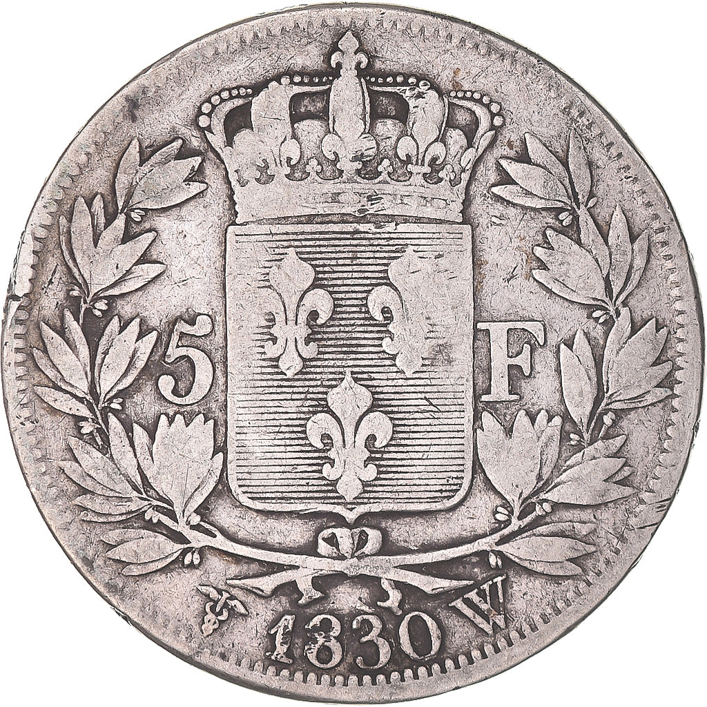 Münze, Frankreich, Charles X, 5 Francs, 1830, Lille, S+, Silber, KM:728.13