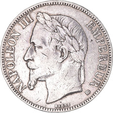 Moeda, França, Napoleon III, 5 Francs, 1868, Strasbourg, VF(30-35), Prata