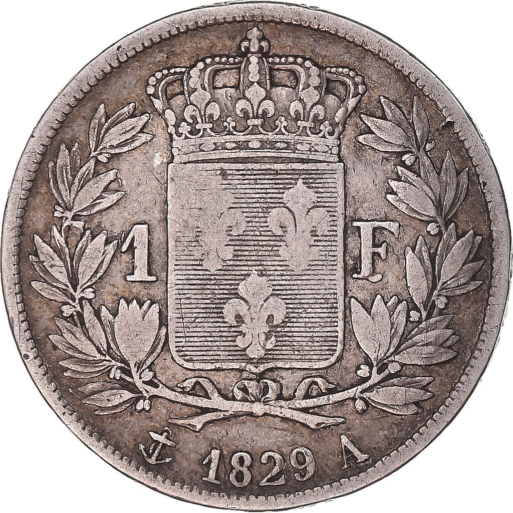 Moeda, França, Charles X, Franc, 1829, Paris, VF(30-35), Prata, KM:724.1