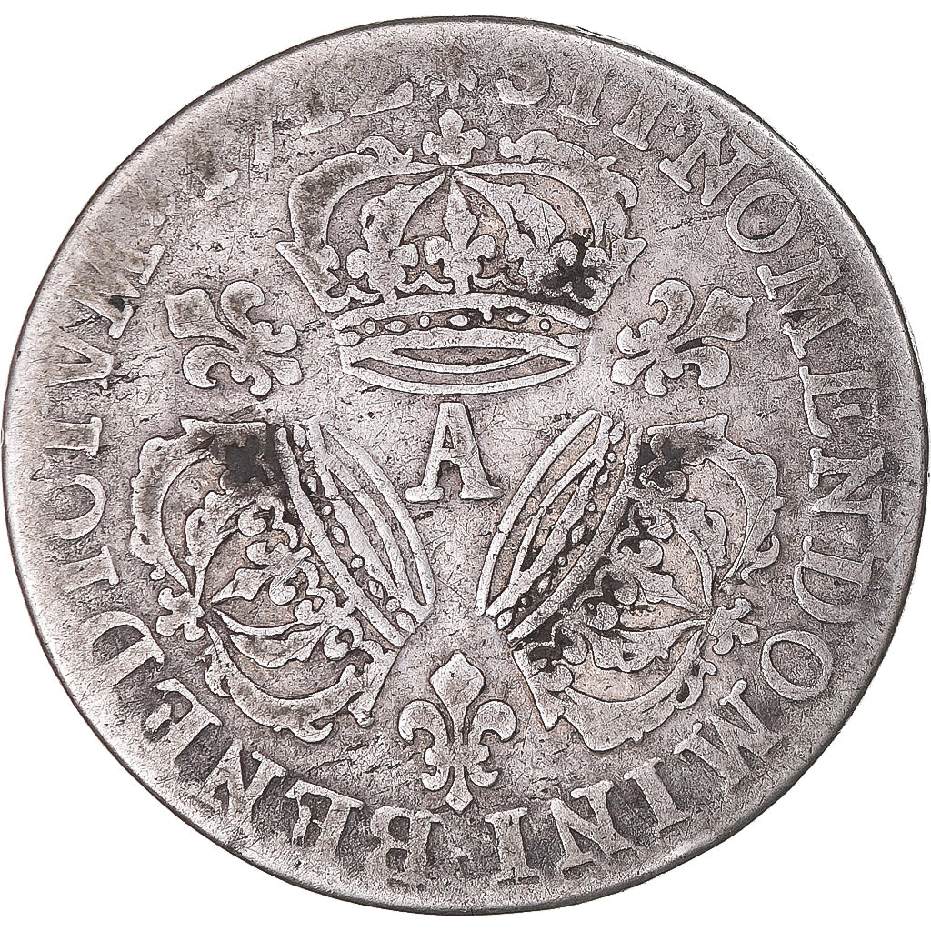 Moneta, Francia, Louis XIV, 1/4 Ecu aux 3 couronnes, 1712, Paris, B, Argento