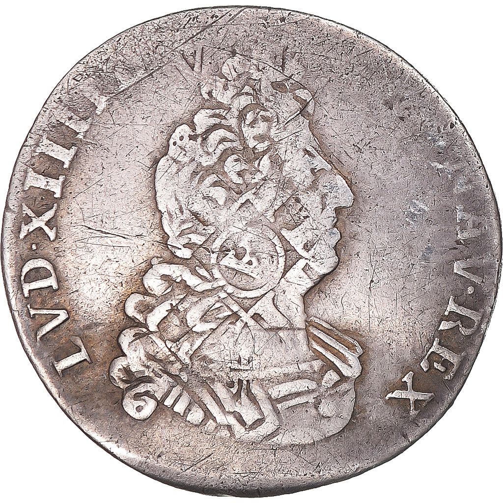 Moneta, Francia, Louis XIV, 1/12 Ecu aux insignes, 1702, Paris, Rare, MB+