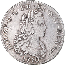 Moeda, França, Louis XV, Petit Louis d'argent (3 livres), 1/3 Ecu, 1720, Paris