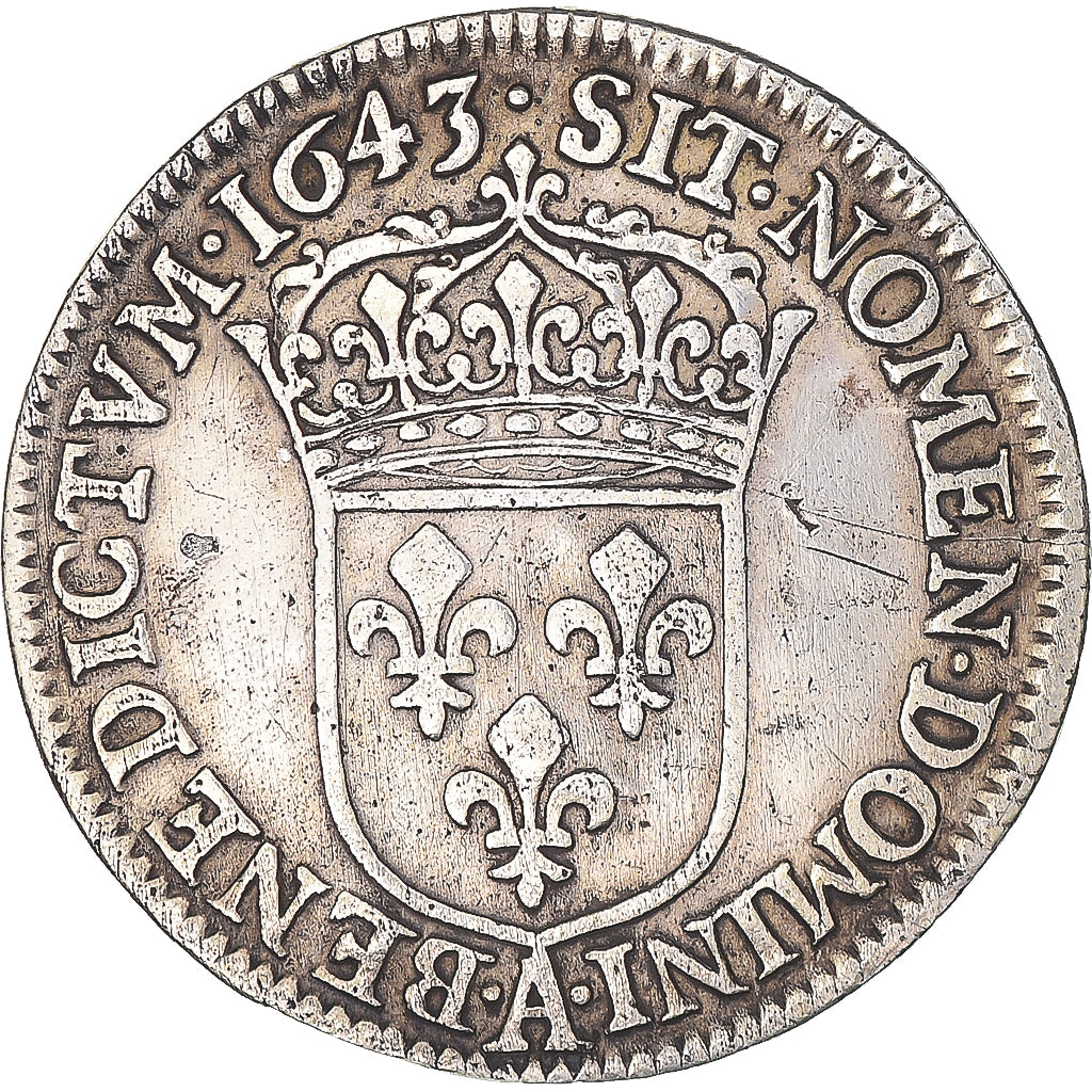Munten, Frankrijk, Louis XIII, 1/4 Écu 2e poinçon de Warin, buste drapé et