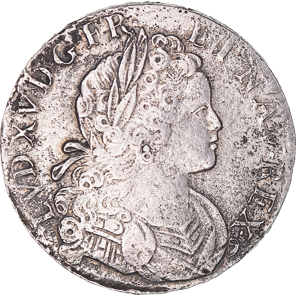 Coin, France, Louis XV, Écu de France-Navarre, 1718, Rouen, VF(30-35), Silver