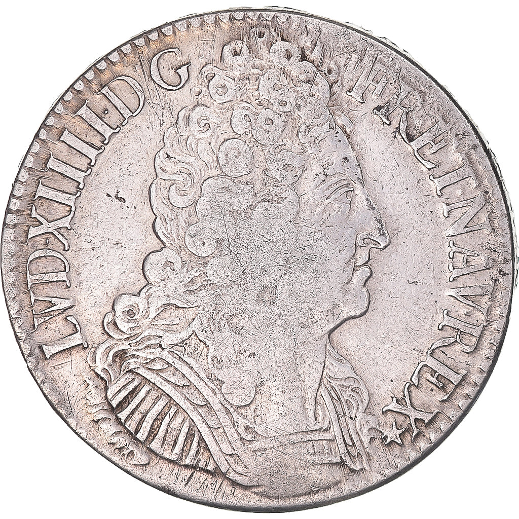 Moeda, França, Louis XIV, Ecu aux 3 couronnes, 1709, Paris, EF(40-45), Prata