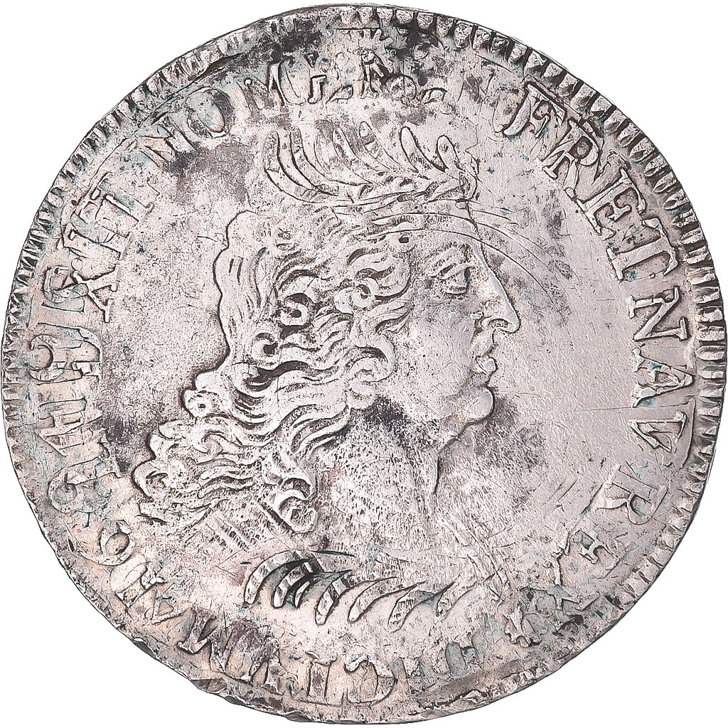 Moeda, França, Louis XIV, Ecu aux Insignes, Paris, VF(30-35), Prata, KM:329.1