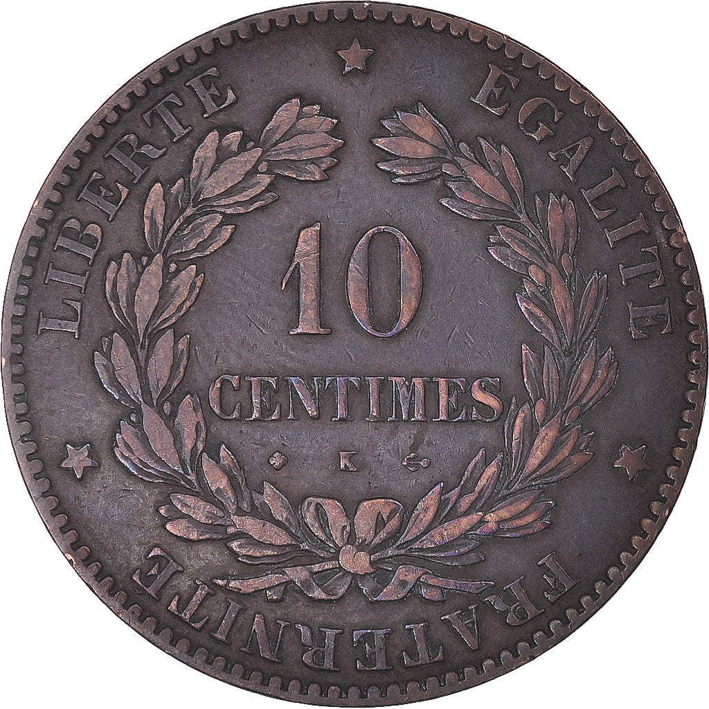 Munten, Frankrijk, Cérès, 10 Centimes, 1873, Bordeaux, FR+, Bronzen, KM:815.2