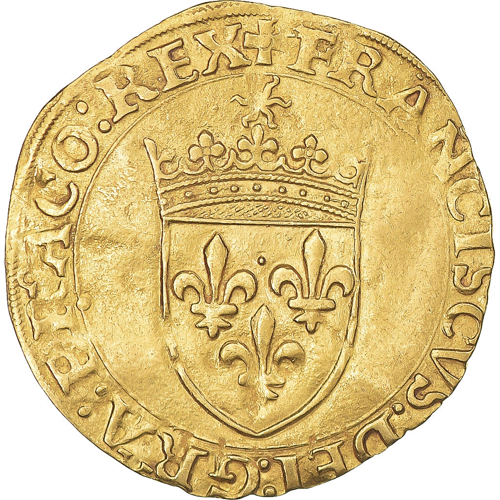 Moneta, Francia, François Ier, Écu d'or au soleil, 1515-1547, Paris, BB, Oro