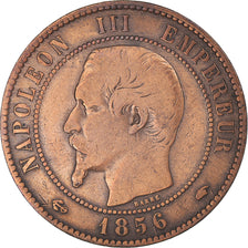 Coin, France, Napoleon III, 10 Centimes, 1856, Paris, VF(30-35), Bronze