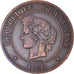 Moneta, Francia, Cérès, 5 Centimes, 1880, Paris, BB+, Bronzo, KM:821.1