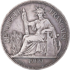 Coin, FRENCH INDO-CHINA, Piastre, 1909, Paris, EF(40-45), Silver, KM:5a.1