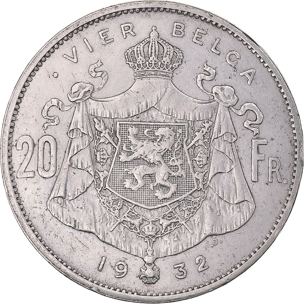 Coin, Belgium, Albert I, 20 Francs, 20 Frank, 1932, Brussels, Tranche A