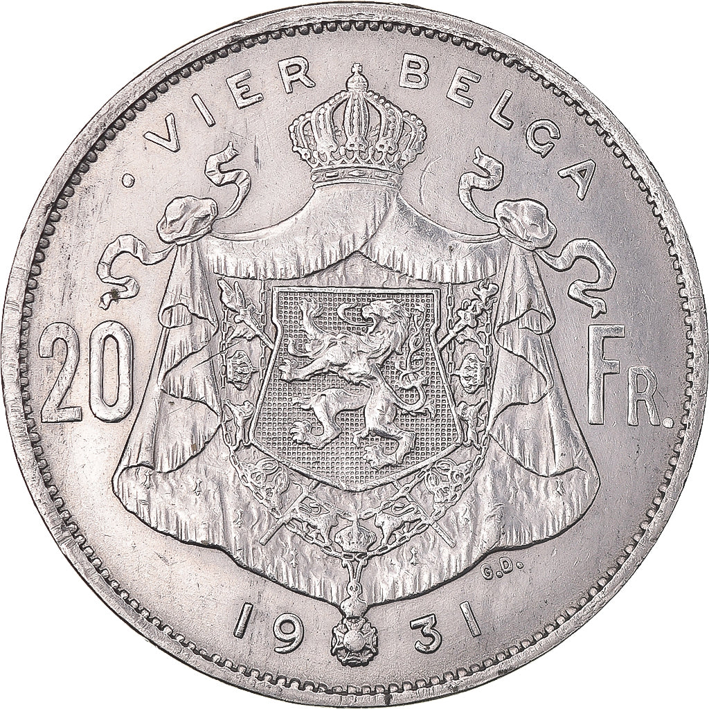 Monnaie, Belgique, Albert I, 20 Francs, 20 Frank, 1931, Bruxelles, Tranche A