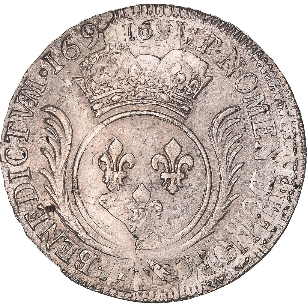Munten, Frankrijk, Louis XIV, Ecu aux palmes, 169?, ZF, Zilver, Gadoury:217