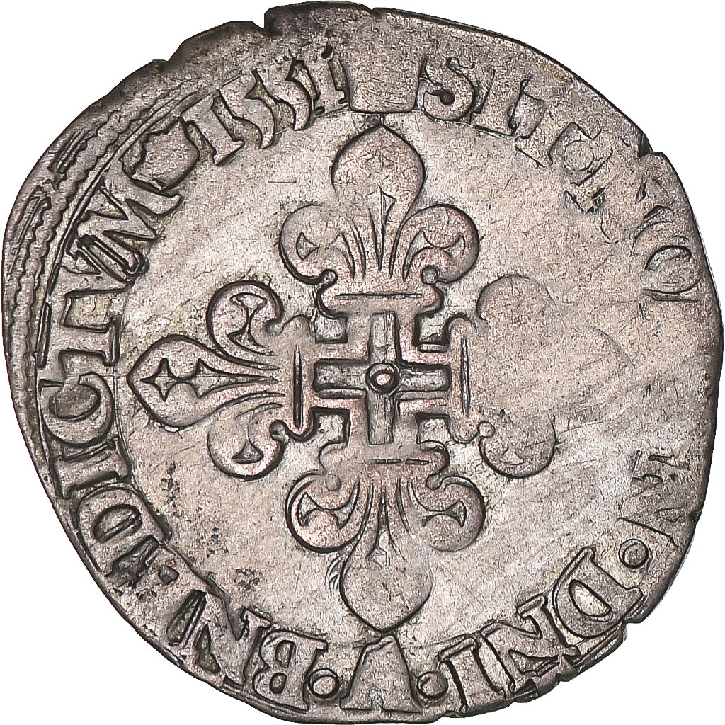Moneta, Francja, Henri II, Sol Parisis, 1551, Paris, VF(30-35), Bilon