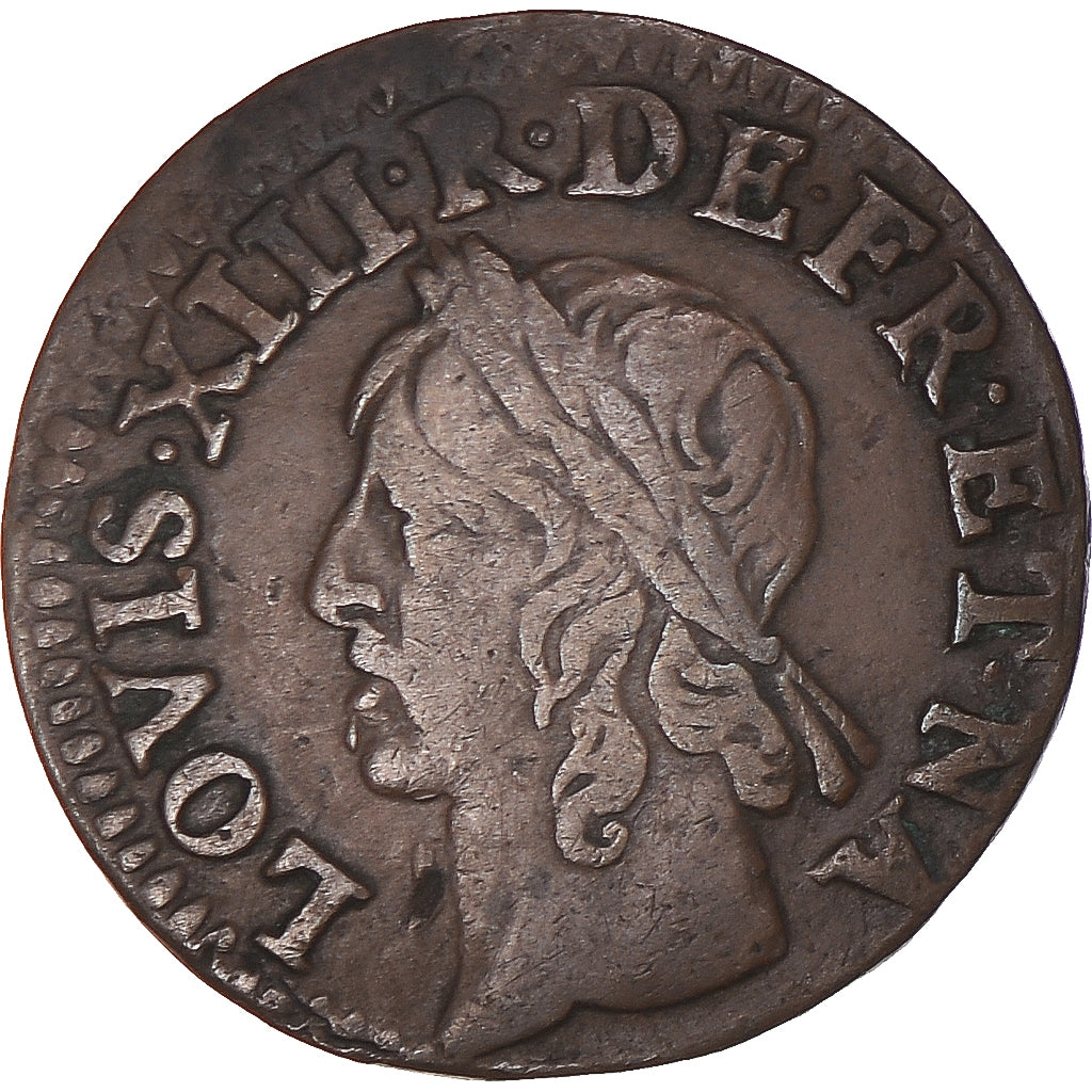 Münze, Frankreich, Louis XIII, Double tournois de Warin, tête à gauche