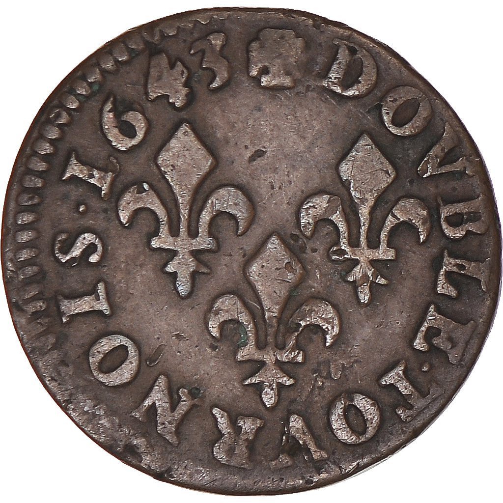 Münze, Frankreich, Louis XIII, Double tournois de Warin, tête à gauche