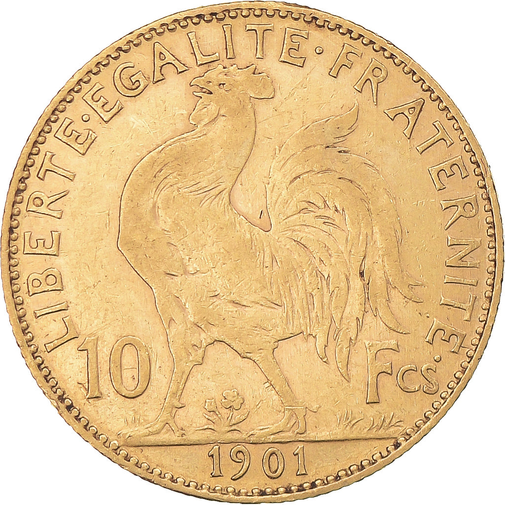 Moneda, Francia, Marianne, 10 Francs, 1901, Paris, MBC+, Oro, KM:846