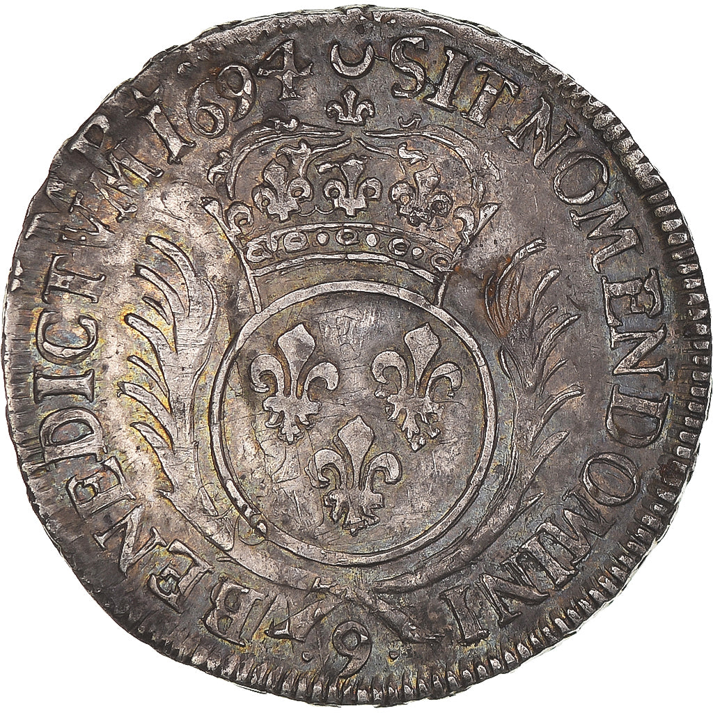 Coin, France, Louis XIV, 1/2 Ecu aux palmes, 1694, Rennes, réformé, EF(40-45)