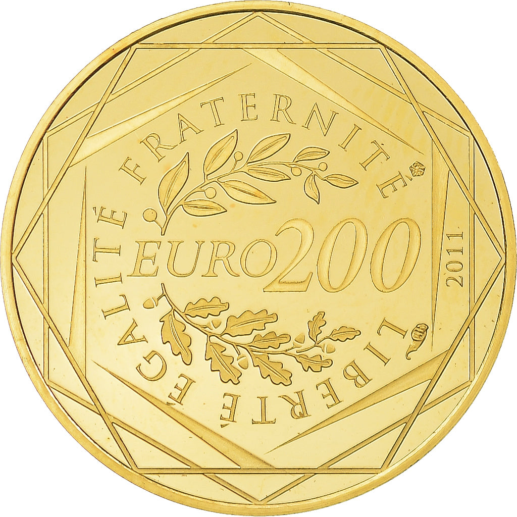 Frankreich, 200 Euro, 2011, Paris, STGL, Gold, Gadoury:EU451, KM:1757