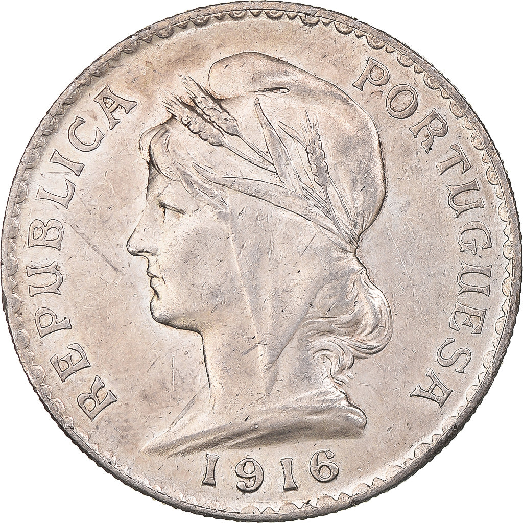 Moneda, Portugal, Escudo, 1916, EBC+, Plata, KM:564