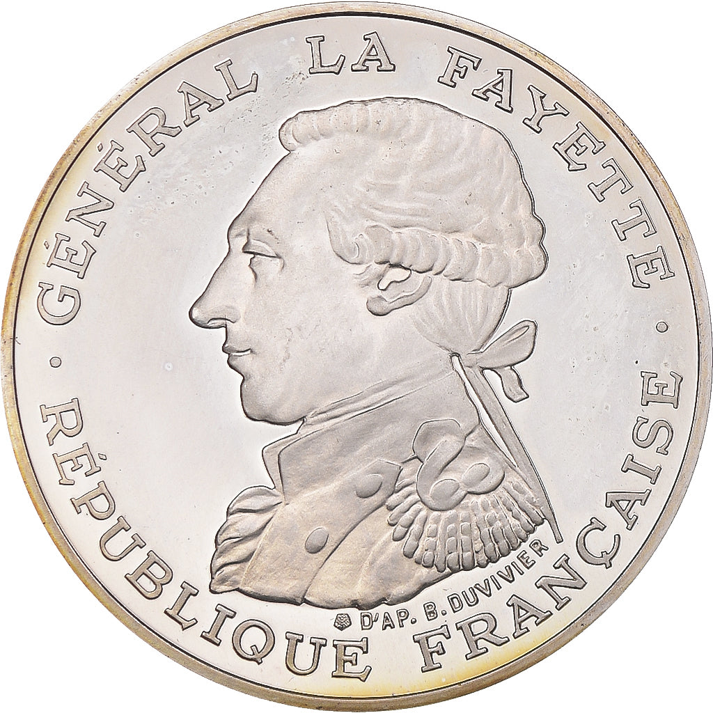 Münze, Frankreich, Lafayette, 100 Francs, 1987, Proof, VZ+, Silber, KM:962a