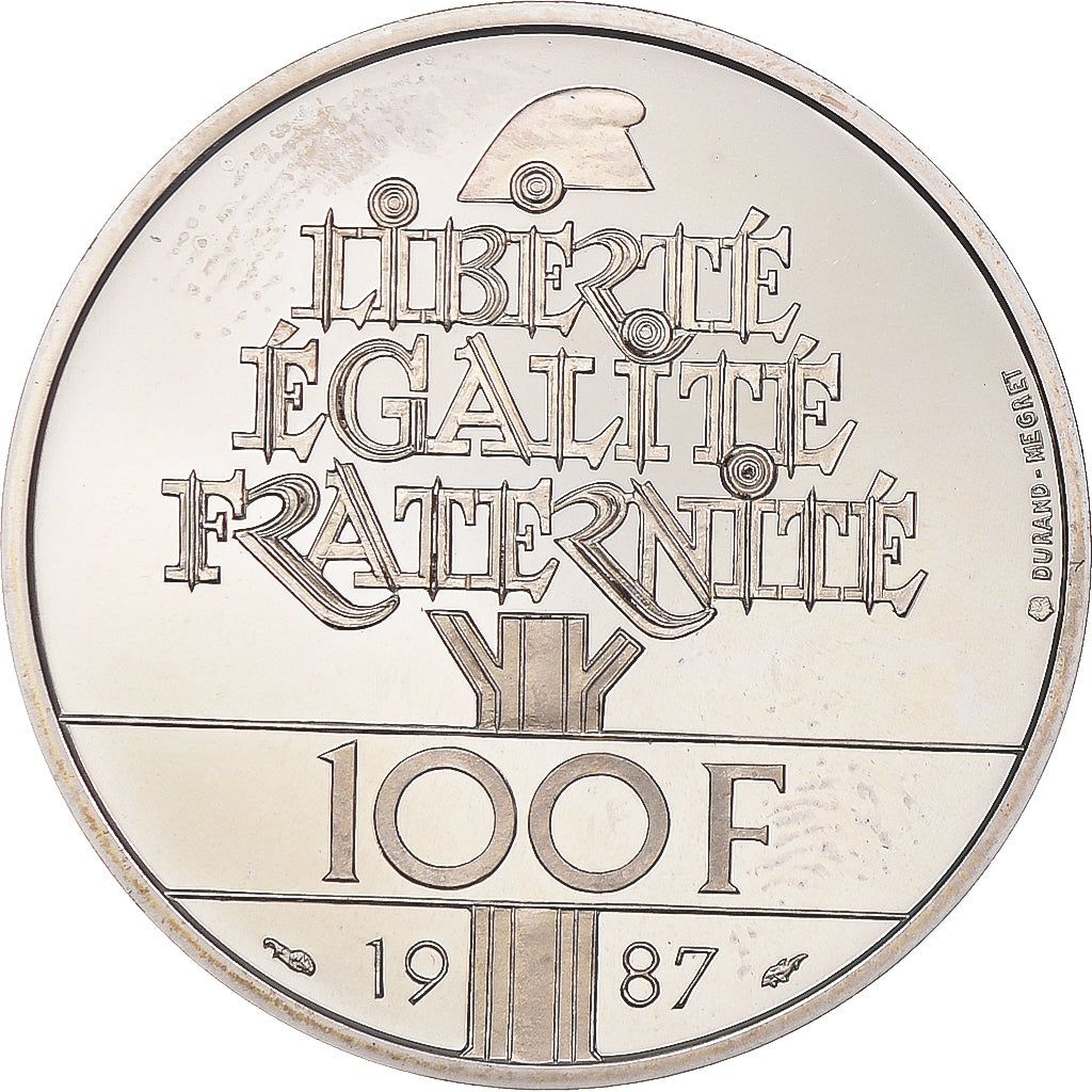 Münze, Frankreich, Lafayette, 100 Francs, 1987, Proof, VZ+, Silber, KM:962a