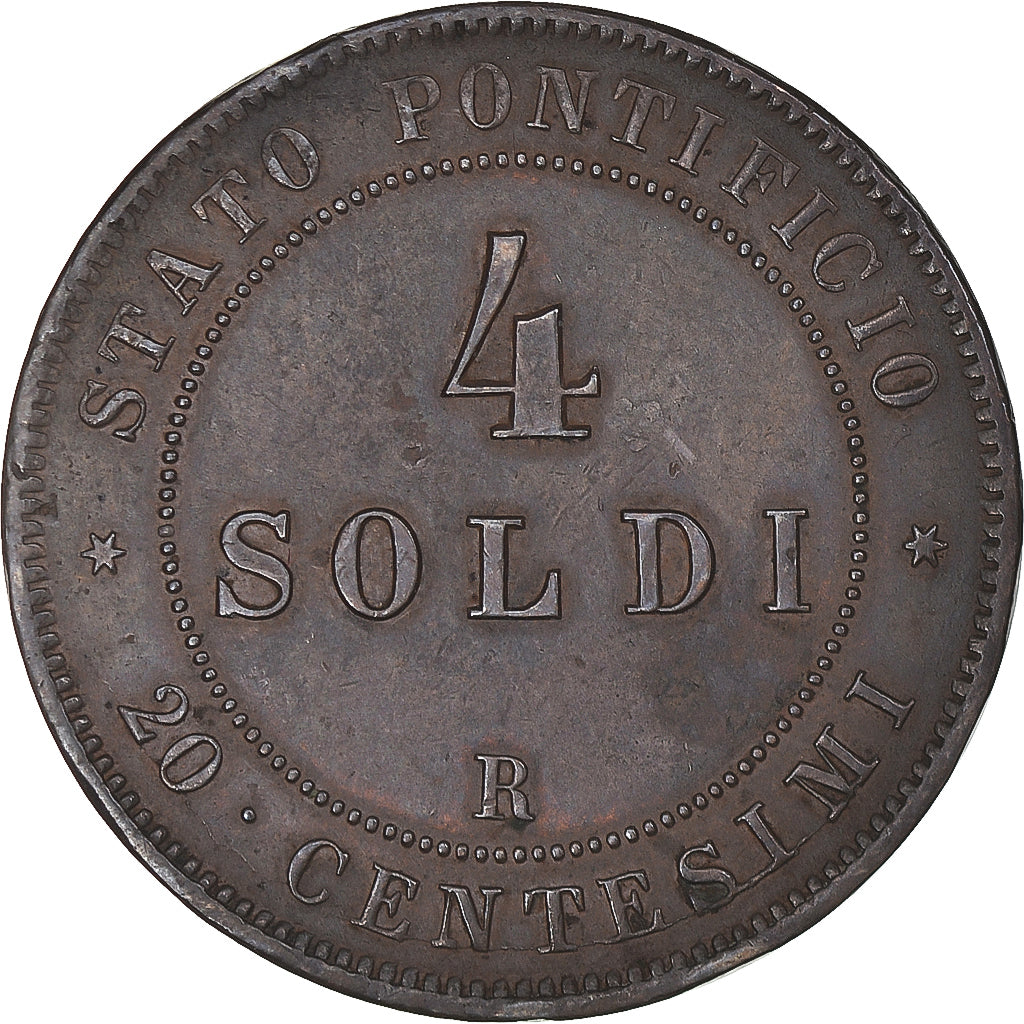 Coin, ITALIAN STATES, PAPAL STATES, Pius IX, 4 Soldi, 20 Centesimi, 1866, Rome
