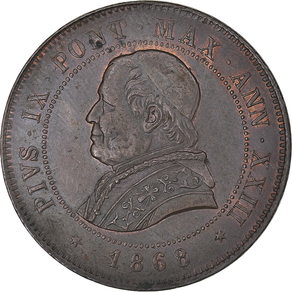 Monnaie, États italiens, PAPAL STATES, Pius IX, 4 Soldi, 20 Centesimi, 1868
