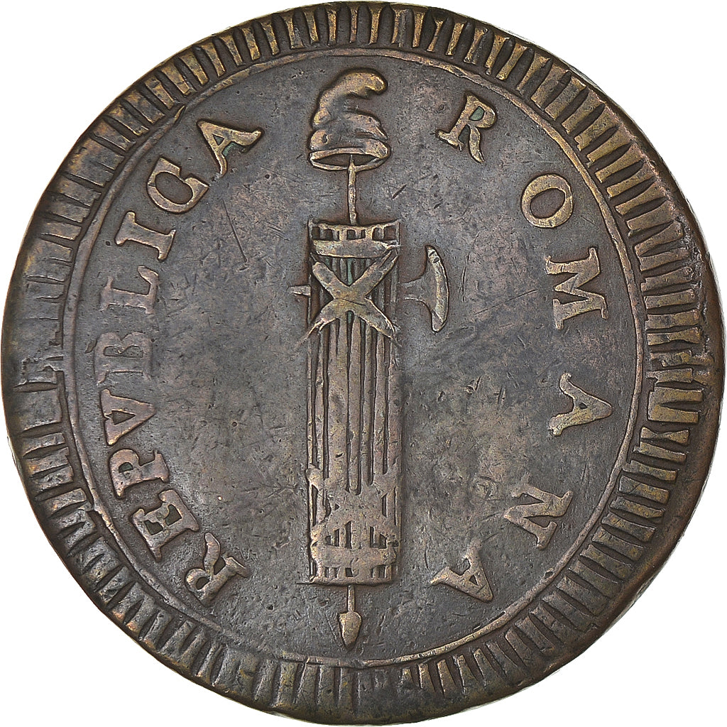 Moneta, DEPARTAMENTY WŁOSKIE, ROMAN REPUBLIC, 2 Baiocchi, 1799, Rome