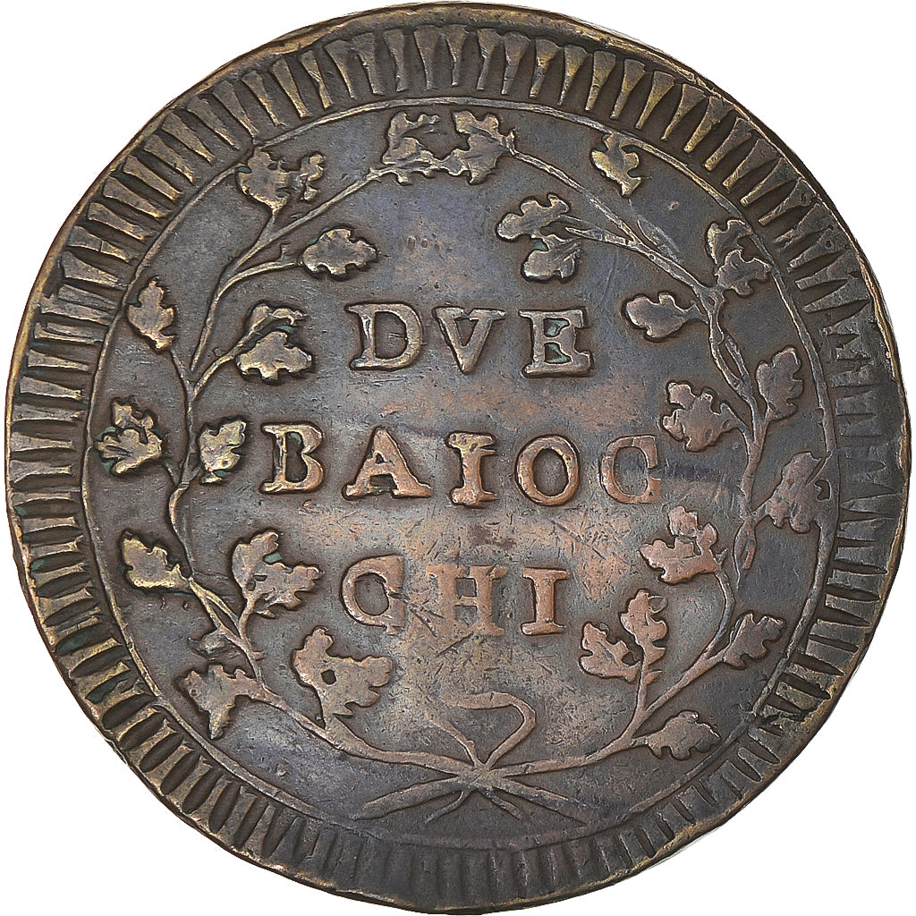 Moneta, DEPARTAMENTY WŁOSKIE, ROMAN REPUBLIC, 2 Baiocchi, 1799, Rome